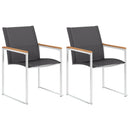 vidaXL 2 db szürke textilén és rozsdamentes acél kerti szék