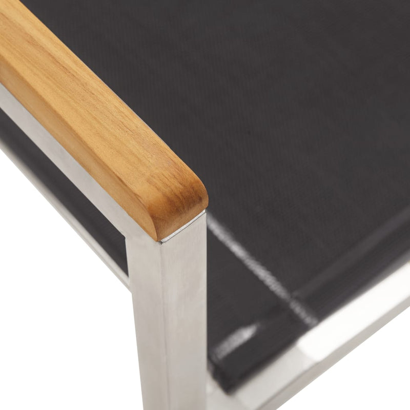 vidaXL 2 db szürke textilén és rozsdamentes acél kerti szék