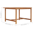 vidaXL tömör tíkfa kerti asztal 150 x 150 x 75 cm