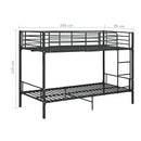 vidaXL fekete fém emeletes ágy 90 x 200 cm