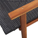 vidaXL fekete polyrattan és tömör akácfa napozóágy