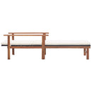 vidaXL fekete polyrattan és tömör akácfa napozóágy párnával