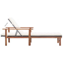 vidaXL fekete polyrattan és tömör akácfa napozóágy párnával