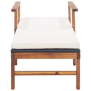 vidaXL fekete polyrattan és tömör akácfa napozóágy párnával