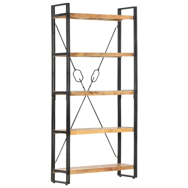 vidaXL 5-szintes tömör mangófa könyvespolc 90 x 30 x 180 cm