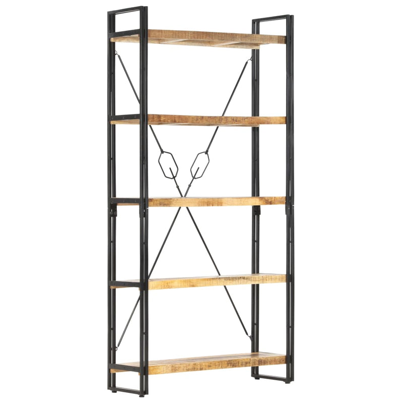 vidaXL 5-szintes tömör mangófa könyvespolc 90 x 30 x 180 cm