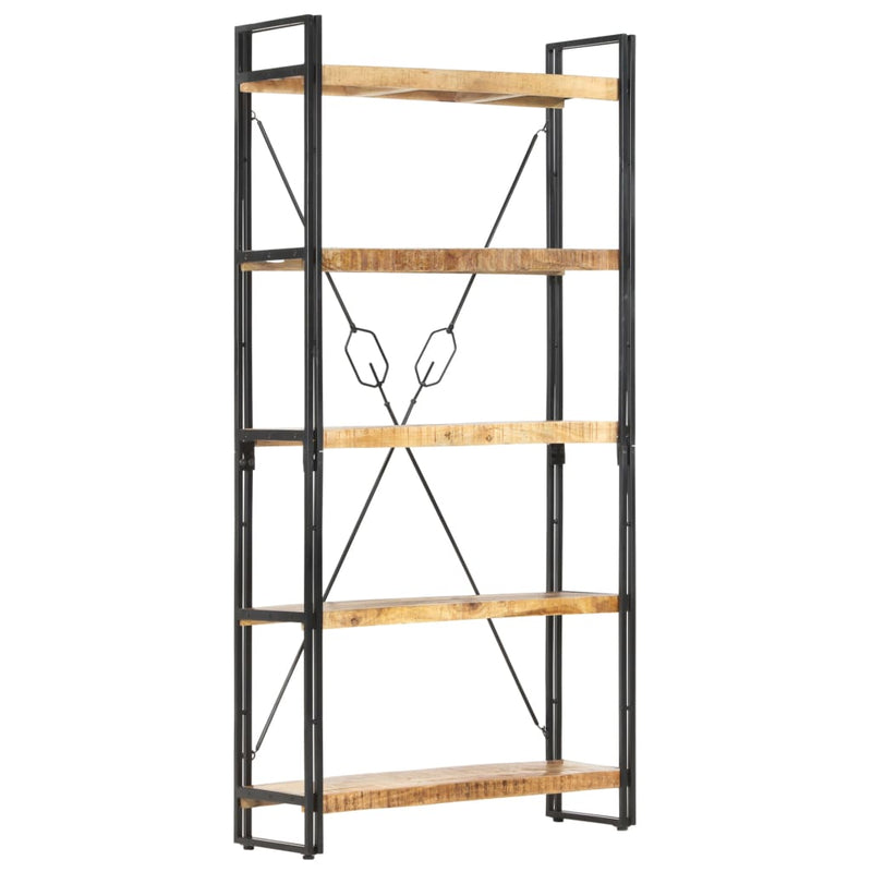 vidaXL 5-szintes tömör mangófa könyvespolc 90 x 30 x 180 cm