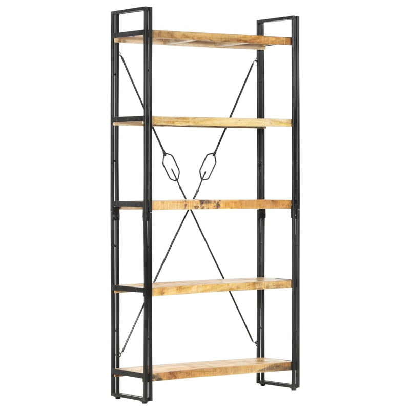 vidaXL 5-szintes tömör mangófa könyvespolc 90 x 30 x 180 cm