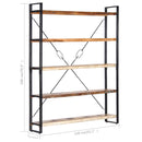 vidaXL 5 szintes tömör újrahasznosított fa könyvespolc 140x30x180 cm