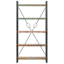 vidaXL 5 szintes tömör újrahasznosított fa könyvespolc 90x30x180 cm