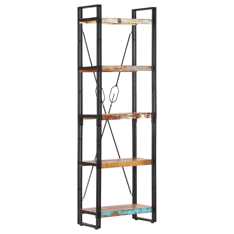 vidaXL 5 szintes tömör újrahasznosított fa könyvespolc 60x30x180 cm