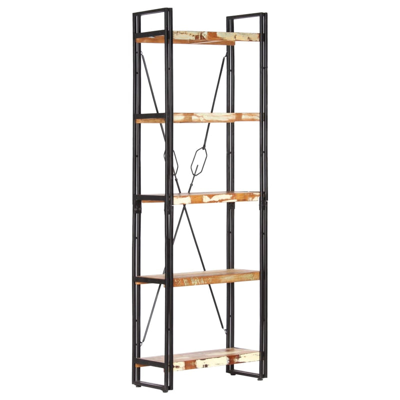 vidaXL 5 szintes tömör újrahasznosított fa könyvespolc 60x30x180 cm