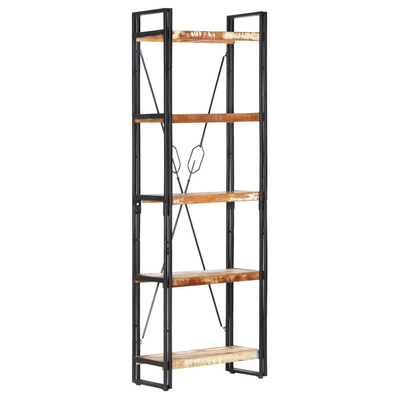 vidaXL 5 szintes tömör újrahasznosított fa könyvespolc 60x30x180 cm