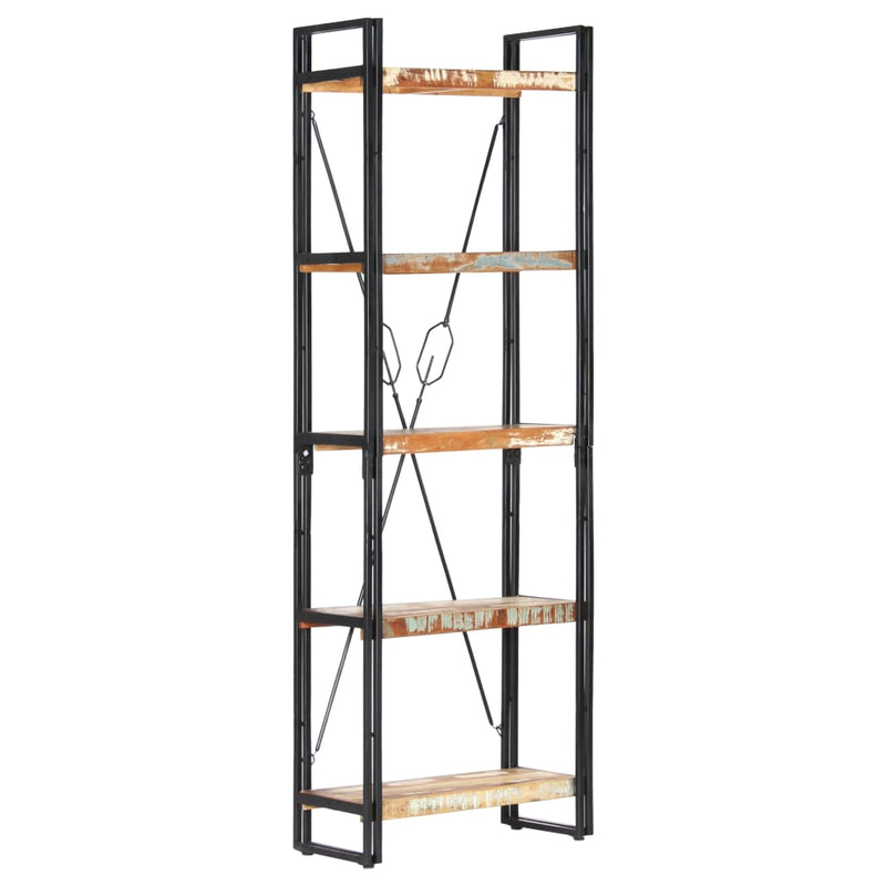 vidaXL 5 szintes tömör újrahasznosított fa könyvespolc 60x30x180 cm