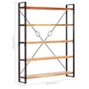 vidaXL 5 szintes tömör akácfa könyvespolc 140 x 30 x 180 cm