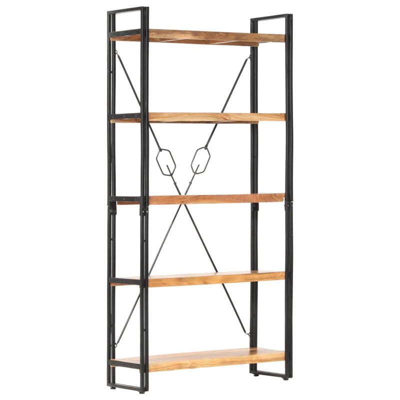 vidaXL 5-szintes tömör akácfa könyvespolc 90 x 30 x 180 cm