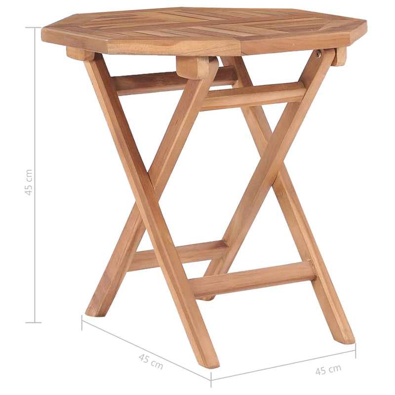 vidaXL tömör tíkfa összecsukható kerti asztal 45 x 45 x 45 cm