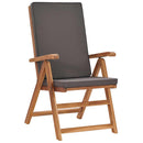 vidaXL 2 db szürke dönthető tömör tíkfa kerti szék párnákkal