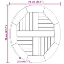 vidaXL kerek tömör tíkfa asztallap 2,5 cm 70 cm