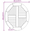 vidaXL kerek tömör tíkfa asztallap 2,5 cm 80 cm
