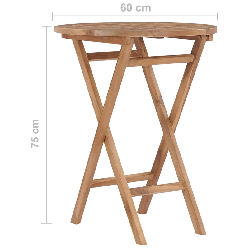 vidaXL összecsukható tömör tíkfa kerti asztal 60 cm