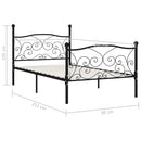 vidaXL fekete fém ágykeret lécezett ágyráccsal 90 x 200 cm
