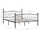 vidaXL fekete fém ágykeret lécezett ágyráccsal 200 x 200 cm