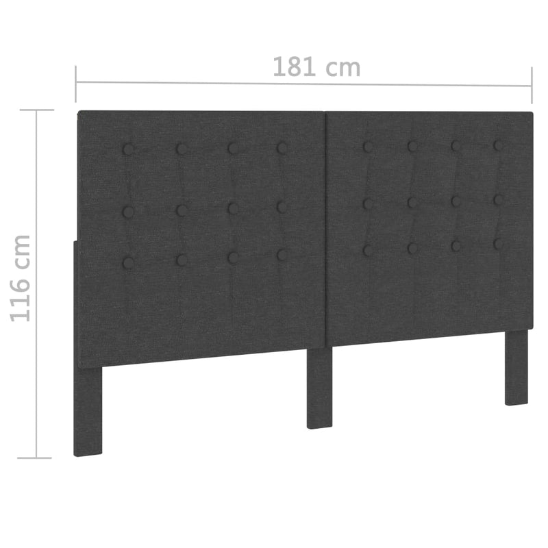 vidaXL sötétszürke szövet steppelt fejvég 180 x 200 cm