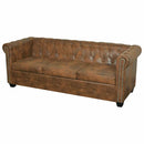 vidaXL Chesterfield 3 személyes kanapé barna műbőr