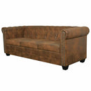 vidaXL Chesterfield 3 személyes kanapé barna műbőr