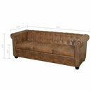 vidaXL Chesterfield 3 személyes kanapé barna műbőr