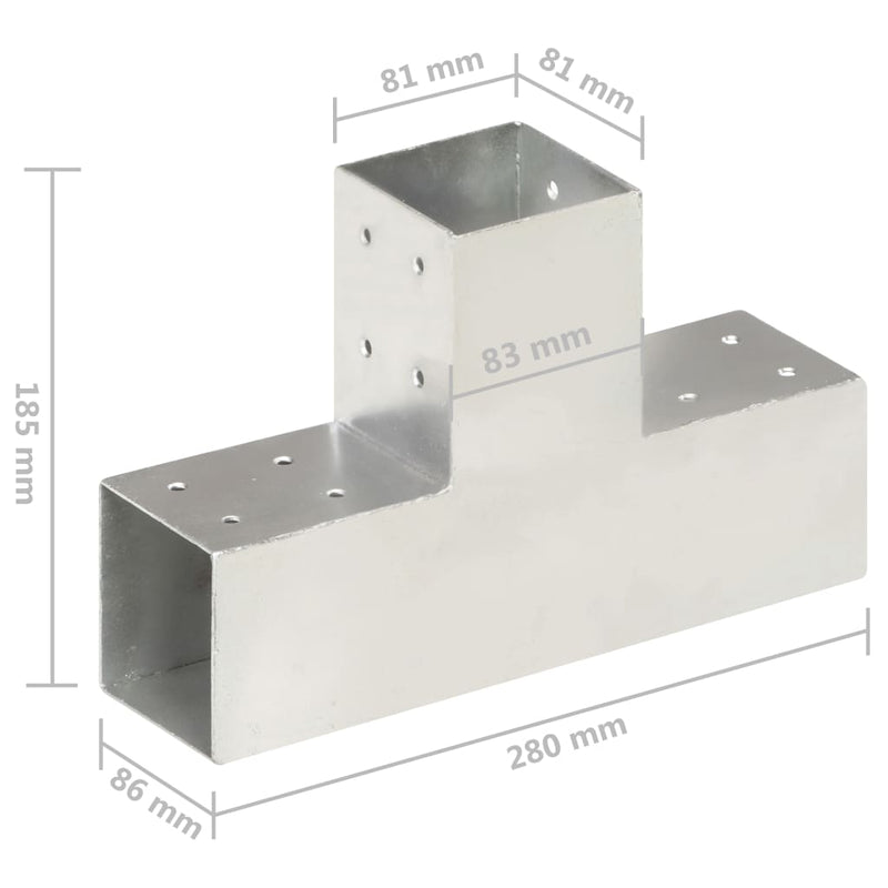 vidaXL T alakú horganyzott fém oszloptartó 81 x 81 mm