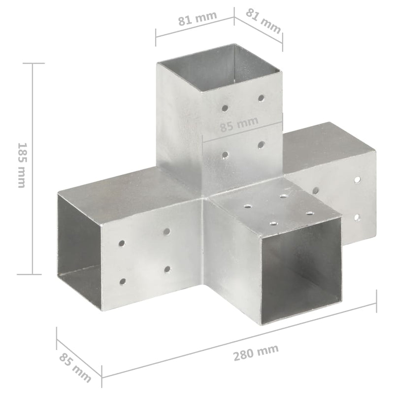 vidaXL X alakú horganyzott fém oszloptartó 81 x 81 mm