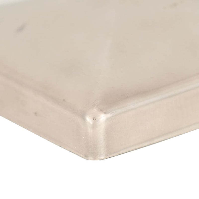 vidaXL 6 db gúla alakú rozsdamentes acél kerítésoszlop-sapka 71x71 mm