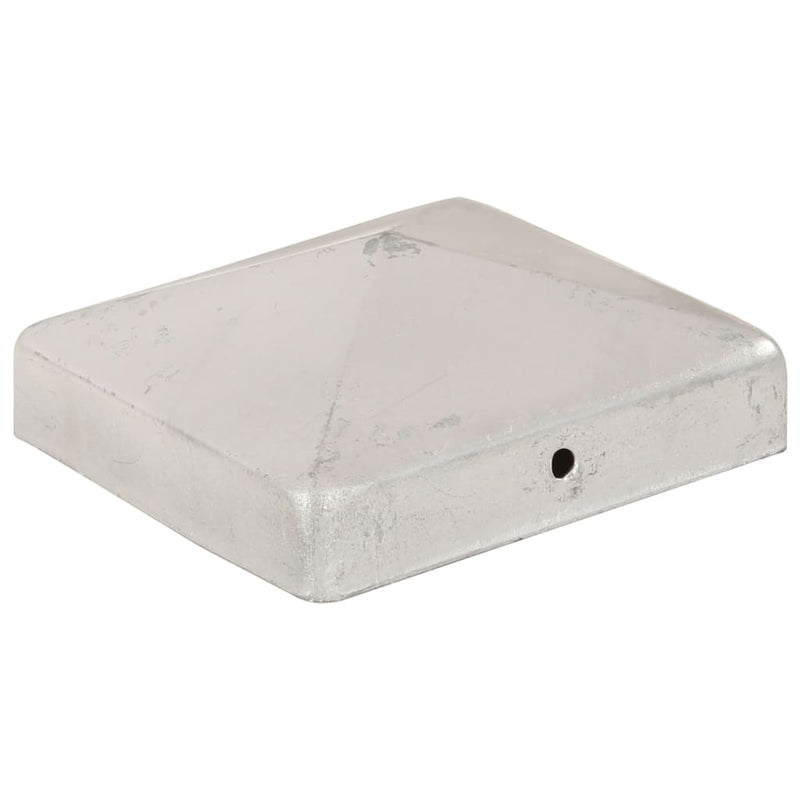 vidaXL 6 db gúla alakú horganyzott fém kerítésoszlop-sapka 91 x 91 mm