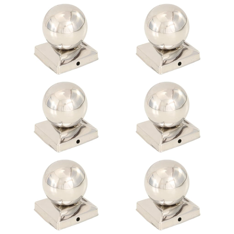 vidaXL 6 db gömb alakú rozsdamentes acél kerítésoszlop-sapka 91x91 mm