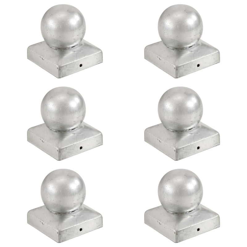 vidaXL 6 db gömb alakú horganyzott fém kerítésoszlop-sapka 71 x 71 mm