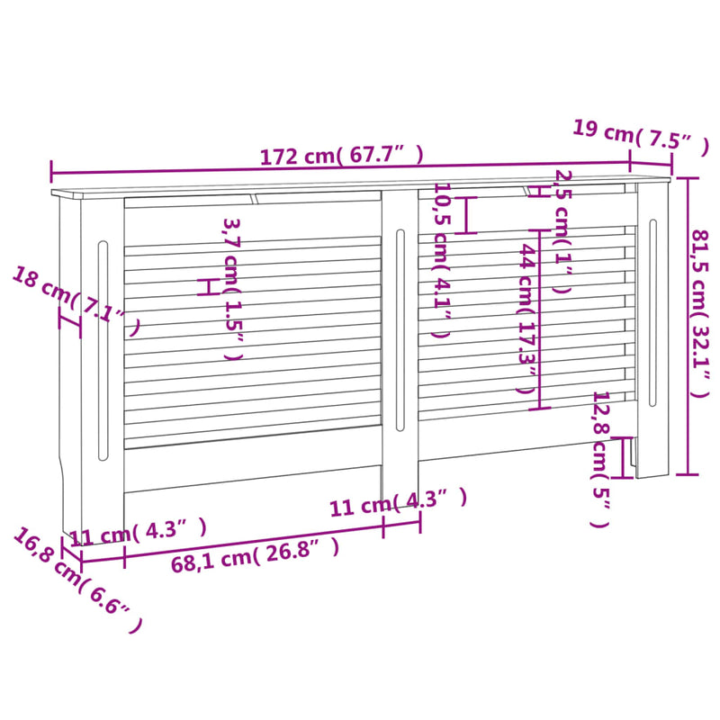 vidaXL antracitszürke MDF radiátorburkolat 172 x 19 x 81,5 cm