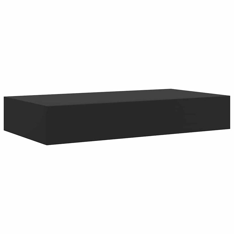 vidaXL fekete lebegő fali polc fiókkal 48 x 25 x 8 cm