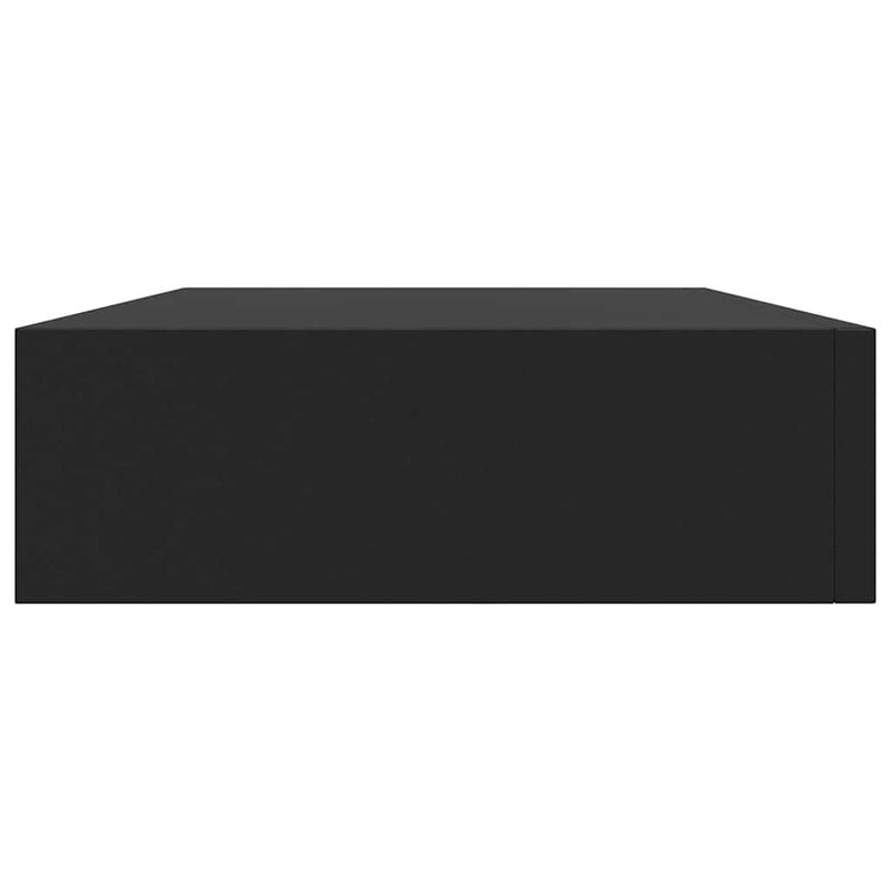vidaXL fekete lebegő fali polc fiókkal 48 x 25 x 8 cm