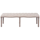 vidaXL krémfehér szövet és tömör fa pad 59,1" x 15,7" x 18,9" .