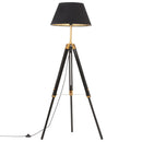 vidaXL fekete-aranyszínű háromlábú tömör tíkfa állólámpa 141 cm