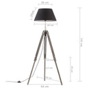 vidaXL fekete-aranyszínű háromlábú tömör tíkfa állólámpa 141 cm