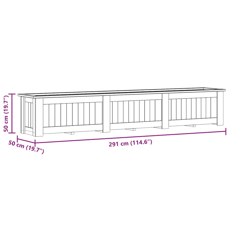 vidaXL impregnált fenyőfa magaságyás 291 x 50 x 50 cm