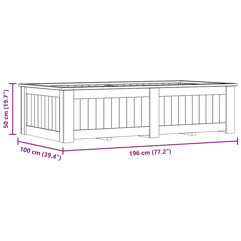 vidaXL impregnált fenyőfa magaságyás 196 x 100 x 50 cm