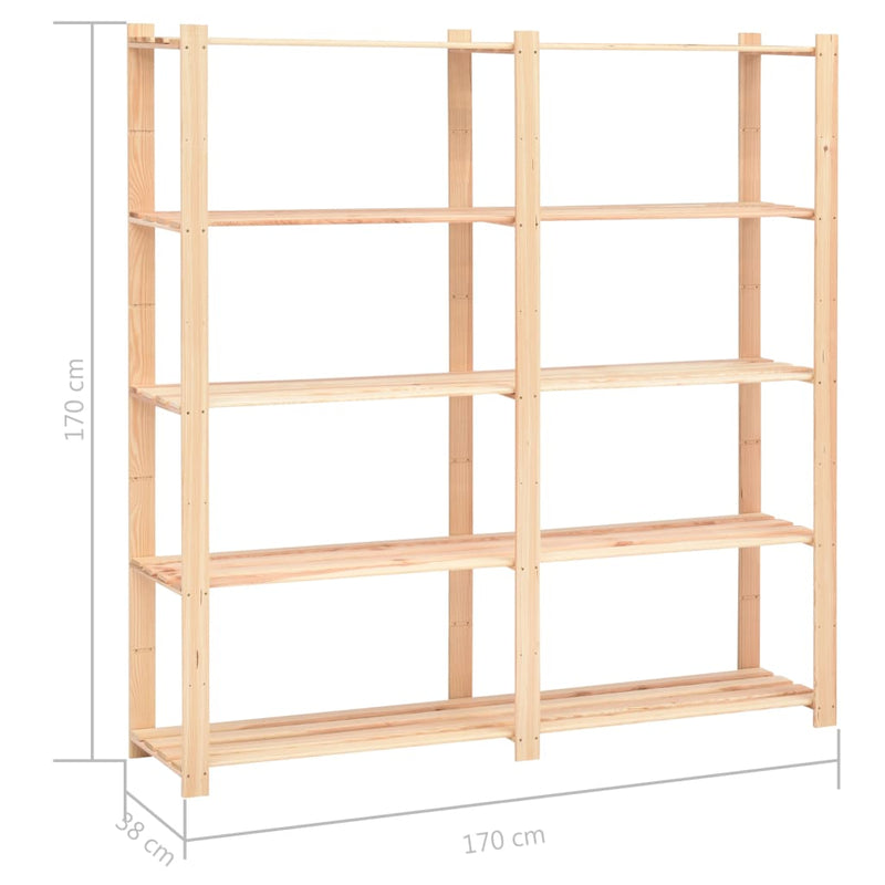 vidaXL 10 db 5-szintes tömör fenyő tárolópolc 500 kg 170 x 38 x 170 cm