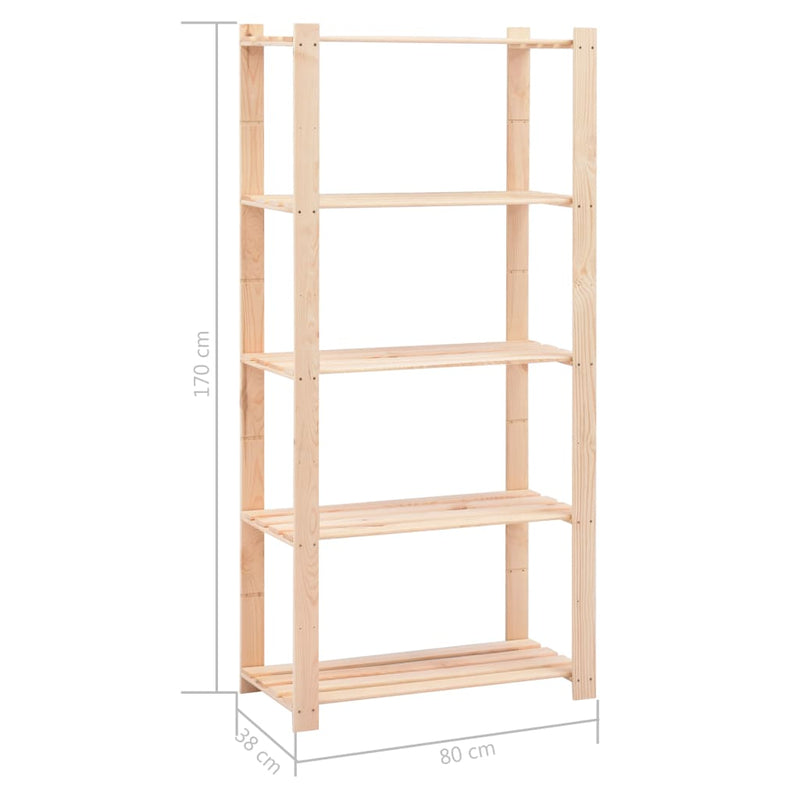 vidaXL 10 db 5-szintes tömör fenyő tárolópolc 250 kg 80 x 38 x 170 cm