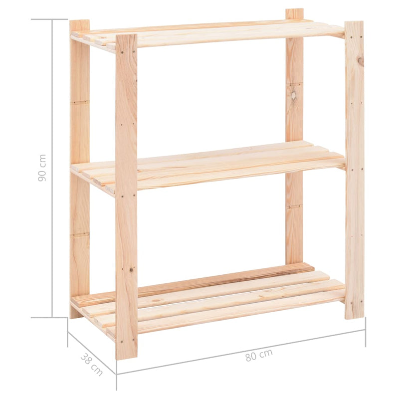 vidaXL 10 db 3-szintes tömör fenyőfa tárolópolc 150 kg 80 x 38 x 90 cm
