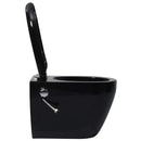 vidaXL fekete perem nélküli fali kerámia-WC bidével