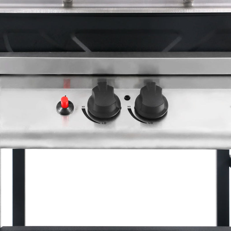 vidaXL fekete és ezüst gáz grillező 3 szintes kisasztallal
